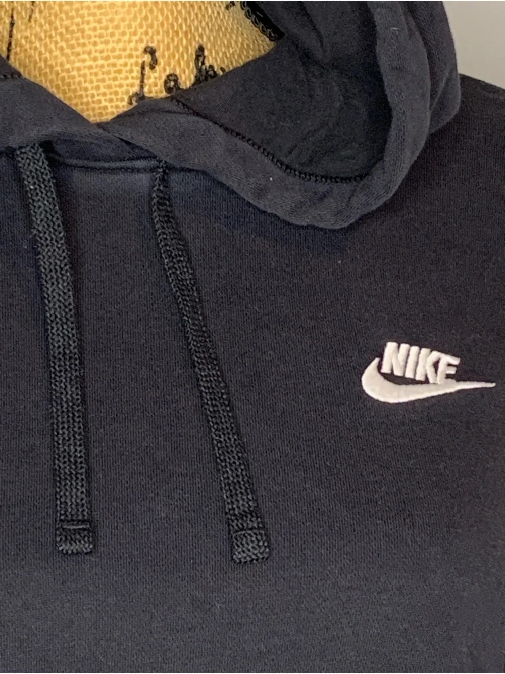 Nike Long Sleeve Drawstring Black Hoodie with Kangaroo Pocket